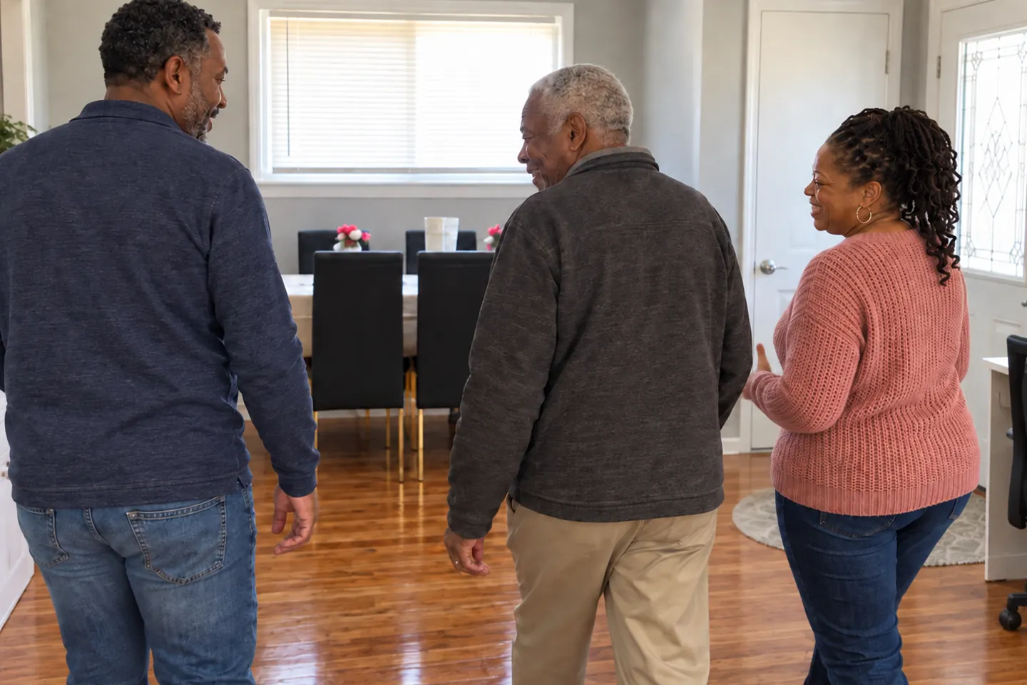 Visitors walking through the main room